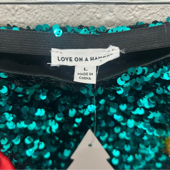 Love on a hanger Women's Christmas Teal Sequin Decorated Mini Skirt NEW L - Picture 5 of 8